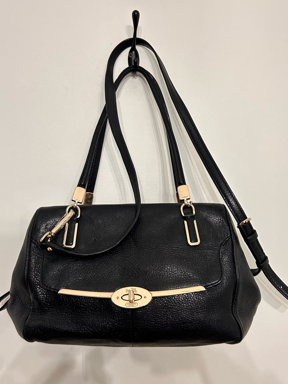 COACH MADISON LEATHER MADELINE EAST/WEST SATCHEL PEBBLED LEATHER